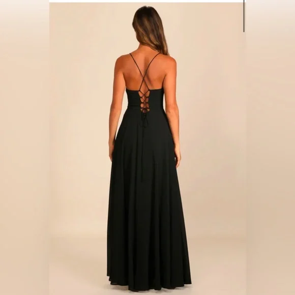Lulus Cowl Black Maxi Dress - Picture 3 of 10